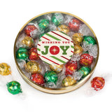 Christmas Candy Gift Chocolate Truffles in Large Plastic Tin - Joy