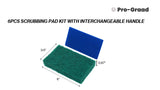 Pro-Graad 6pcs Scrubbing Pad Kit Interchangeable Reusable Handle | 5 Different Scrubbing & Scouring Pads: Red, White, Blue, Green, Black |