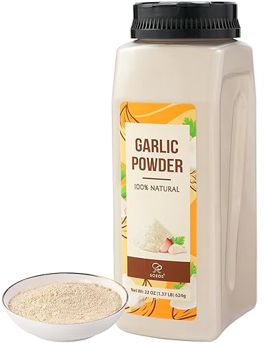 Soeos Garlic Powder, 22 oz (1.37lb) 624g, Pure Ground Garlic Seasoning, Aromatic & Flavorful, Versatile Cooking Spice for Meat, Seafood & Vegetables.