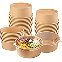 Galashield Disposable Bowls with Lid | Meal Prep Paper Bowls | To Go Salad Ramen Food Containers with Lids (17 oz - 25 Sets)