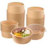Galashield Disposable Bowls with Lid | Meal Prep Paper Bowls | To Go Salad Ramen Food Containers with Lids (17 oz - 25 Sets)