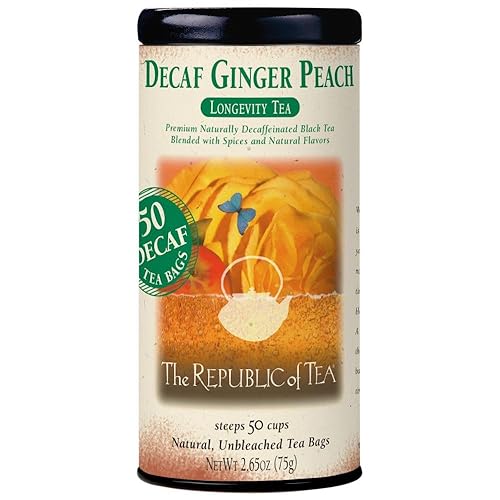 The Republic of Tea - Decaf Ginger Peach Black Tea, Tin of 50 Bags