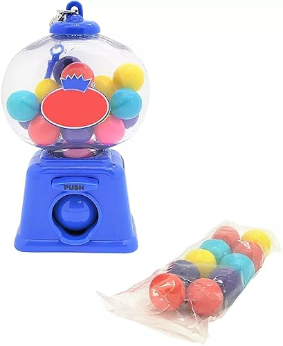 Zugar Land Colorful 4" Gumball Dispenser Machine Keychains with Original Gumballs Included! (Blue)