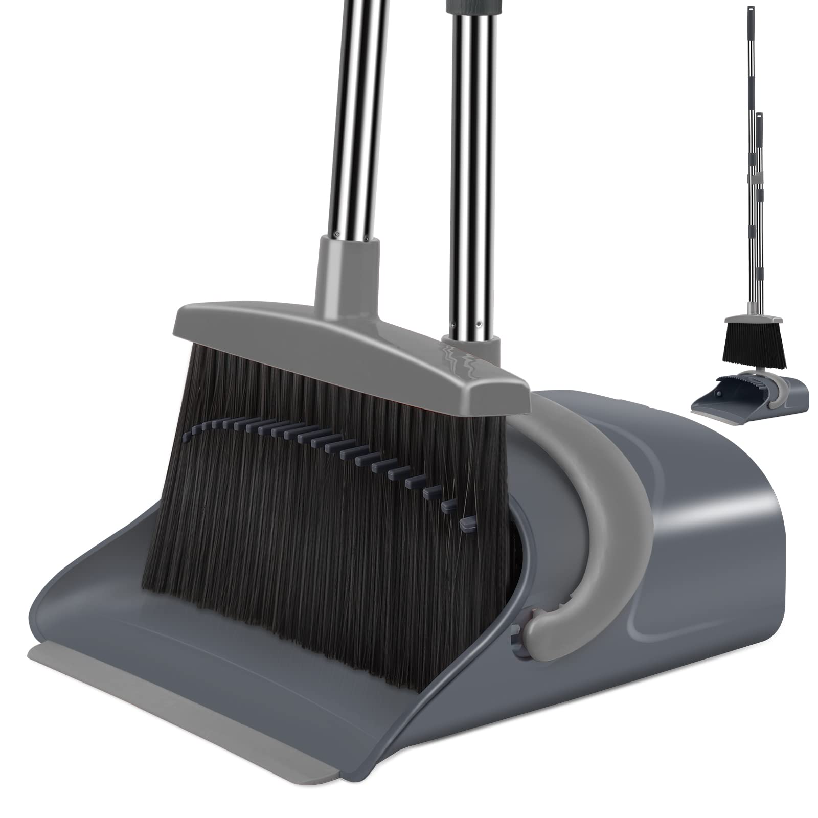 Ivandar Broom and Dustpan Set, Dust pan with Long Handle, Broom with Dustpan Combo Set, Broom and Dustpan for Home, Indoor or Outdoor Cleaning Tool
