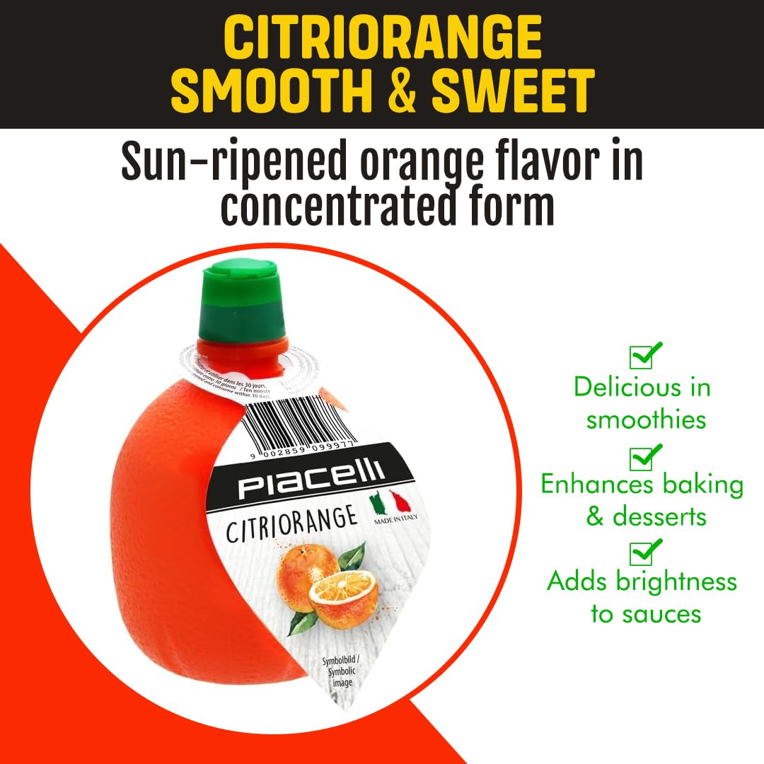 Piacelli CitrTrio Juice - Lemon, Lime & Orange Juice Concentrates Delivering Fresh, Natural Citrus Flavor for Cooking & Drinks - Lemon Juice Adds Zest