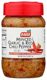 Badia Minced Garlic & Red Chili Pepper 8 oz - Spicy Savory Blend with Garlic and Crushed Red Pepper Flakes