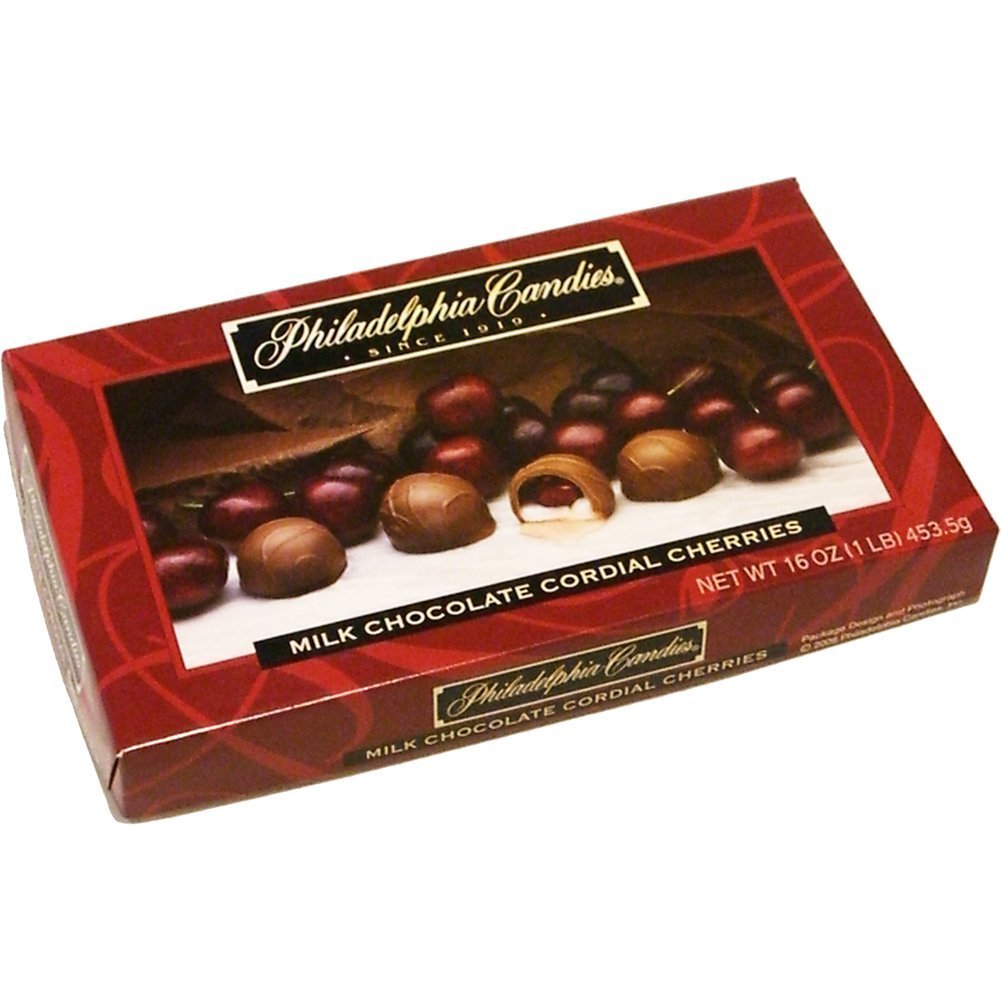 Philadelphia Candies Milk Chocolate Covered Cordial Cherries with Liquid Center Net Wt 1 lb