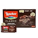 Loacker Classic Double Choc Wafers - Premium Crispy Cocoa Wafer Cookies with Chocolate Cream Filling - Multipack of 12 Snack Packs - NON-GMO