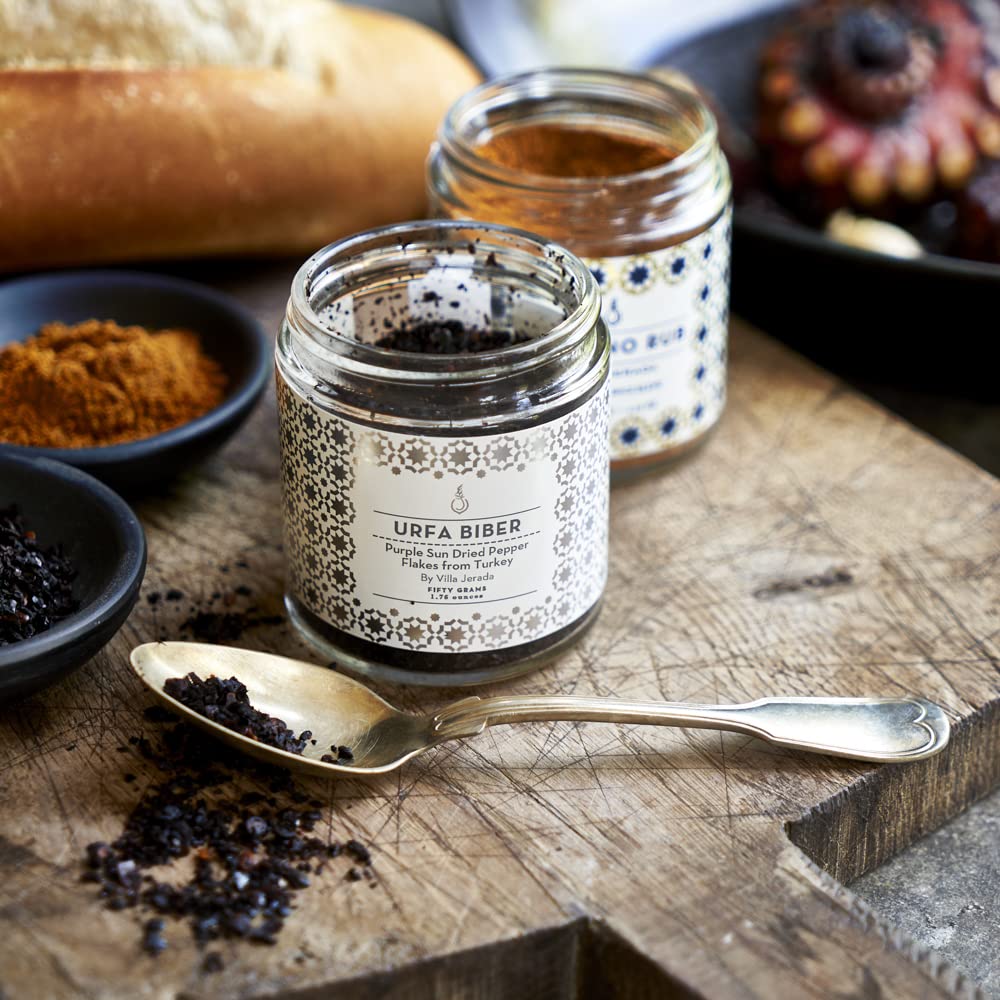 Villa Jerada, Premium Urfa Biber Pepper - Purple Sun Dried Urfa Chile Pepper Flakes from Turkey (Your Chile Upgrade), 1.76oz (Pack of 1)