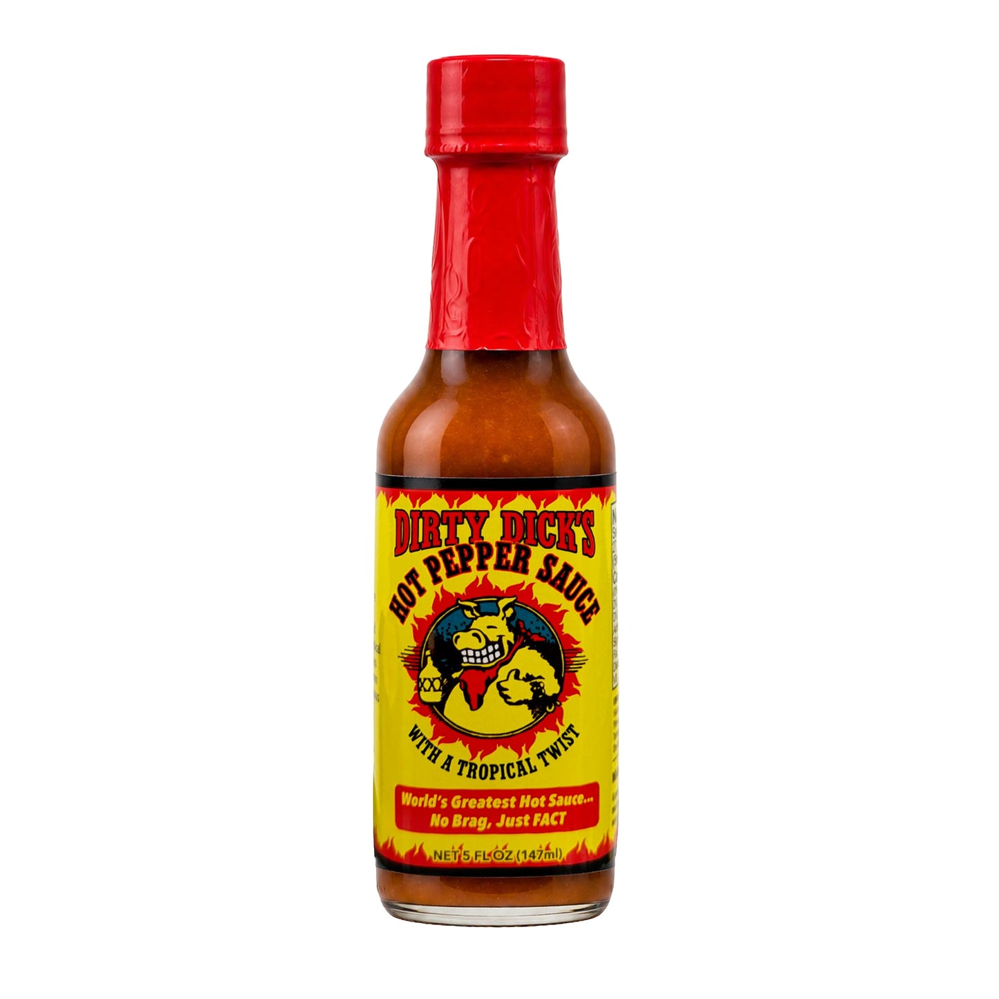 Dirty Dick's Original Hot Sauce, 5 Fl Oz | Award-Winning Habanero Hot Sauce with Tropical Fruits, Peppers & Spices | Sweet Heat, Gluten Free, Gourmet