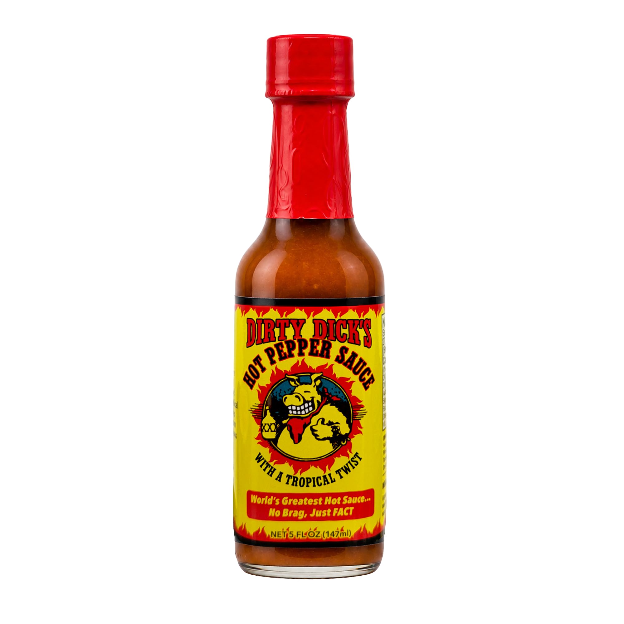 Dirty Dick's Original Hot Sauce, 5 Fl Oz | Award-Winning Habanero Hot Sauce with Tropical Fruits, Peppers & Spices | Sweet Heat, Gluten Free, Gourmet