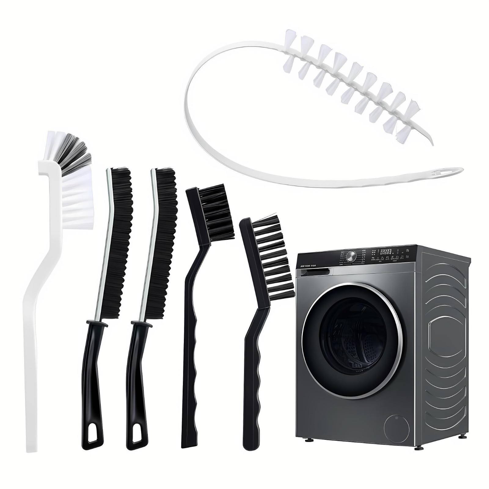 6 Pcs Washing Machine Cleaning Brush Kits, Front Load Washer Cleaner Brushes Tools - 1 Pcs Drum Laundry Cleaning Brush and 5 Pcs Crevice Cleaning