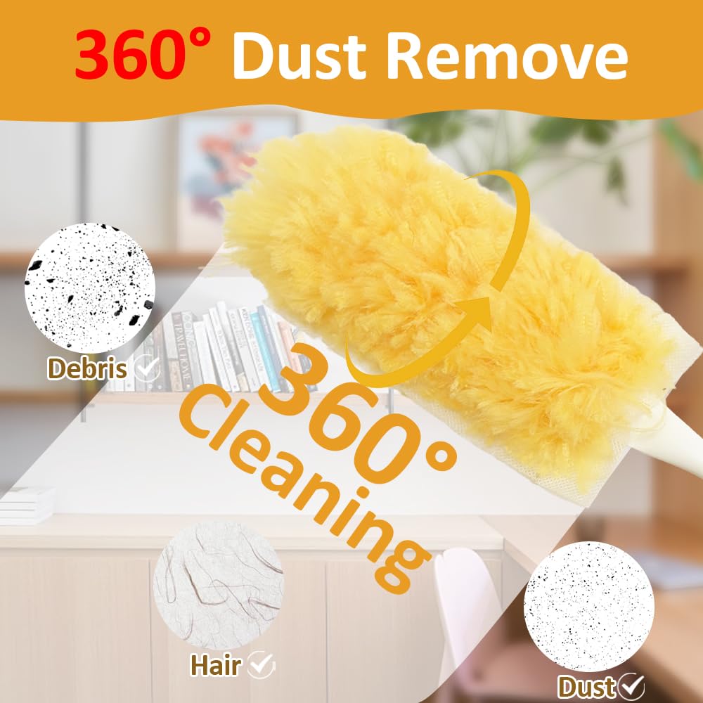 50 Pack Disposable Duster Refills, Compatible with Most Standard Duster Handles, Dusters Refill Kit for Cleaning Dusting Furniture Blind Ceiling FA