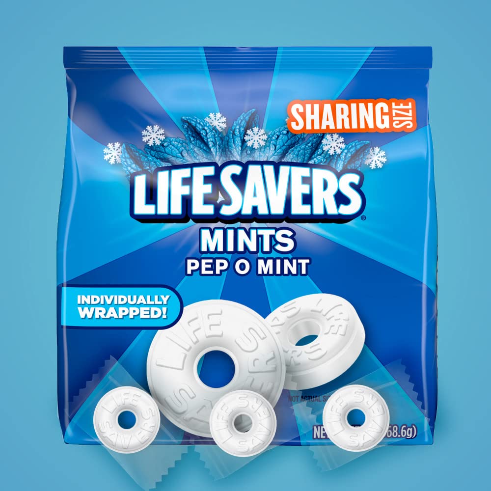 LIFE SAVERS Pep-O-Mint Breath Mints Hard Candy, Sharing Size, 13 oz Bag