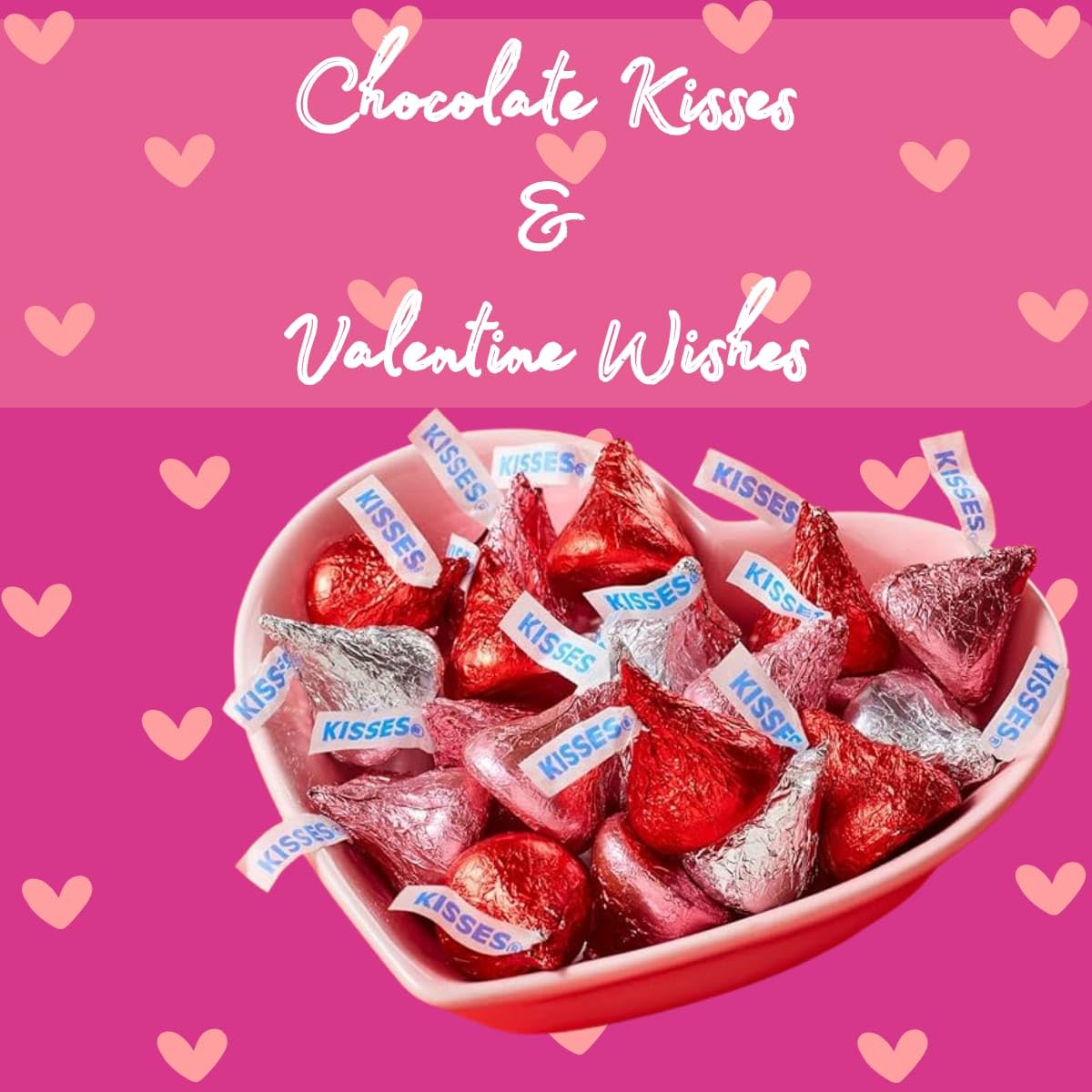 Candykrave Hershey'ss Kisses Valentine Colors Milk Chocolate candy - 4LB (400 pcs) - Bulk chocolate Red, Pink & Silver Foil Candy - Delicious Treats