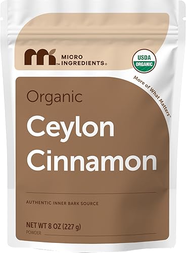 Micro Ingredients Organic Ceylon Cinnamon Powder, 8 oz | Sri Lanka Source | True Cinnamon for Spice & Seasoning | Great for Baking, Cooking, & Drinks