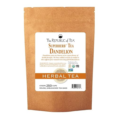 The Republic of Tea - Organic Dandelion SuperHerb Tea Refill Bag, 250 Herbal Tea Bags, Naturally Caffeine-Free