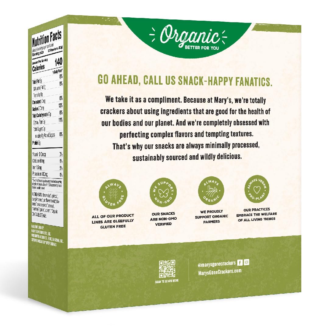 Mary's Gone Crackers Super Seed Crackers, Rosemary, 4 Ounce (Pack of 1), Organic Plant Based Protein, Gluten Free