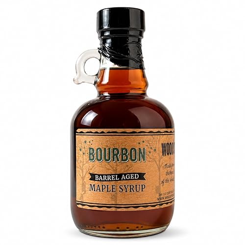 WOOD'S Vermont Bourbon Barrel Aged Maple Syrup - Premium Maple Syrup with Rich Flavor & Subtle Bourbon Notes - Ideal for Pancakes, Desserts