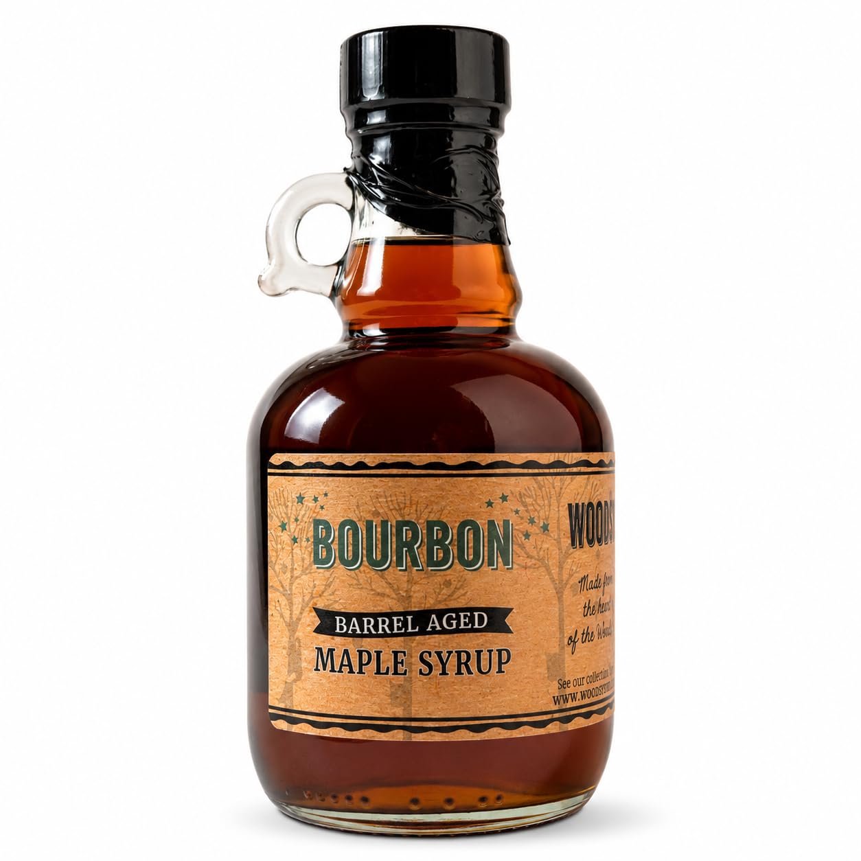 WOOD'S Vermont Bourbon Barrel Aged Maple Syrup - Premium Maple Syrup with Rich Flavor & Subtle Bourbon Notes - Ideal for Pancakes, Desserts