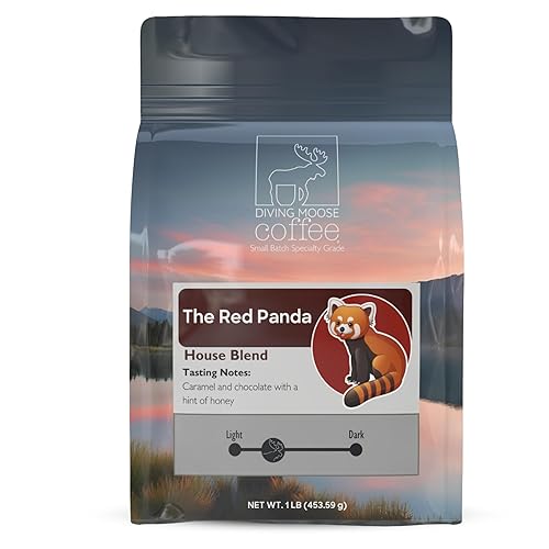 Diving Moose Coffee - The Red Panda House Blend Medium Light Roast (16oz / 1 LB) - Chocolate Caramel Honey Specialty Grade Small-Batch Roasted