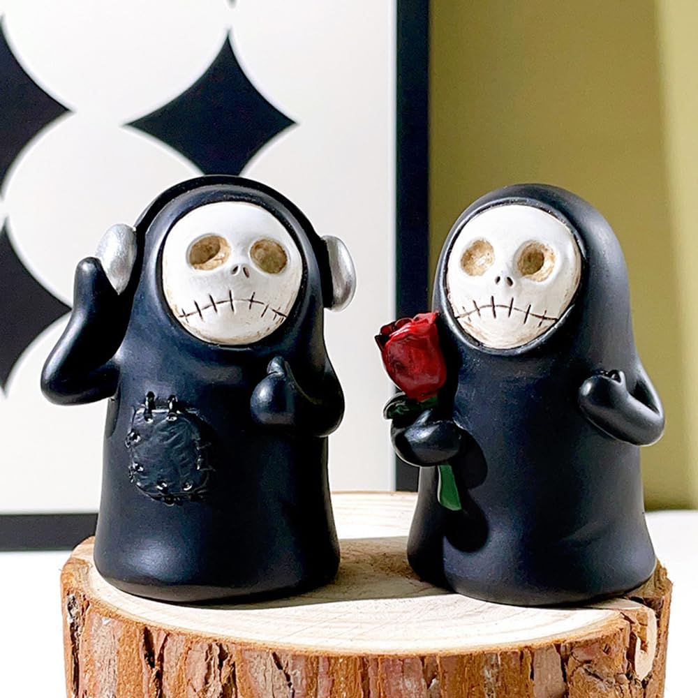 Ghost ornaments skull wizard faceless horror ornaments home desktop resin ornaments (d style)