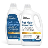 Clean Revolution Pet Hair Remover for Laundry 2-Pack - Dog & Cat Hair Remover Laundry System, Enzyme Laundry Detergent & Fabric Softener, Odor