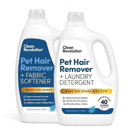 Clean Revolution Pet Hair Remover for Laundry 2-Pack - Dog & Cat Hair Remover Laundry System, Enzyme Laundry Detergent & Fabric Softener, Odor