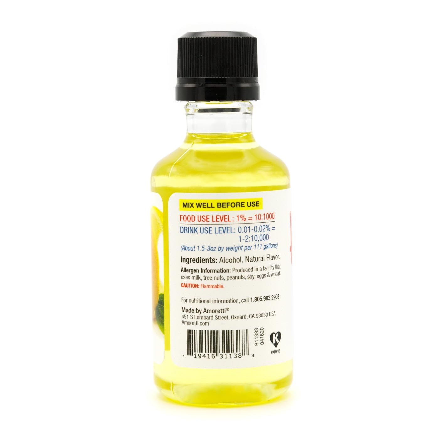 Amoretti - Lemon Zest Oil Extract Water Soluble 2 oz - Highly Concentrated & Perfect For Pastry, Savory, Brewing, and more, Preservative Free, Vegan