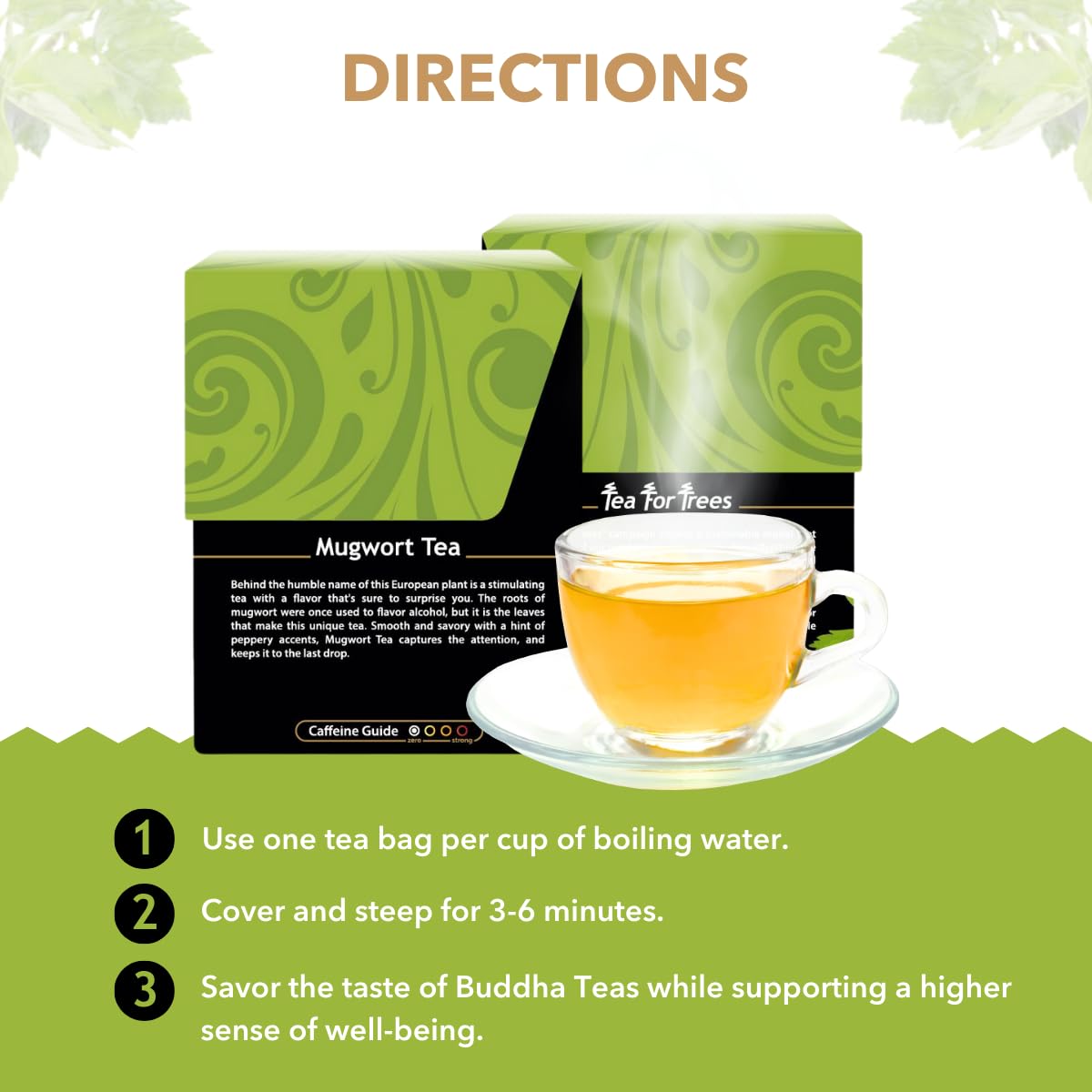 Organic Mugwort Tea, 18 Bleach-Free Tea Bags - Organic Tea Improves Digestion, and Acts as an Emotional Relaxant, No GMOs