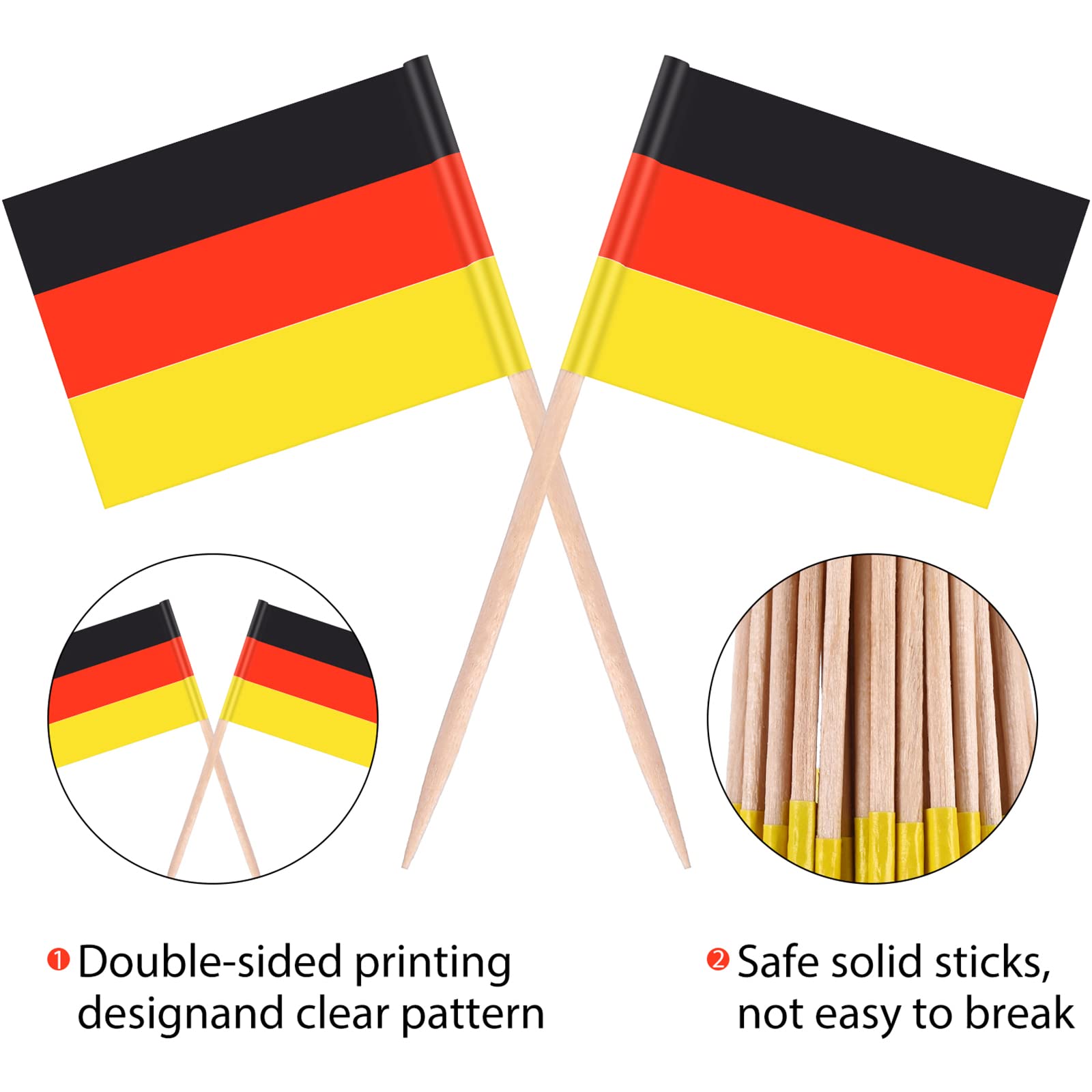 Blulu 100 Pieces Oktoberfest Toothpick Party Accessory Disposable German Flag Toothpick Bavarian Flag Picks Cupcake Toppers Decoration Oktoberfest