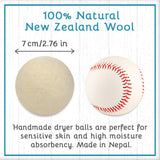 B&N All Natural at Home, Daisy's Wool Dryer Balls for Sensitive Skin, High Moisture Absorbent, Static Reducing and Wrinkle Prevention, XL Pieces