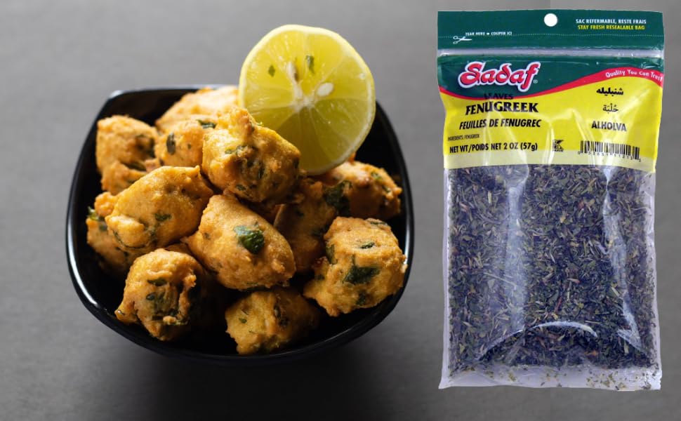 Sadaf Dried Fenugreek Leaves - Kasoori methi leaves- Kosher and Halal - 2 oz bag- Aromatic Leaves for Cooking Seasoning and Spice Blends