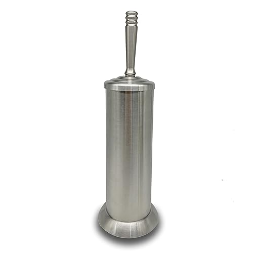 Indecor Home Brushed Nickel Toilet Bowl Brush with Holder, Durable Bathroom Cleaning Tool, Modern Design for Easy Toilet Maintenance, Bathroom Cleaner