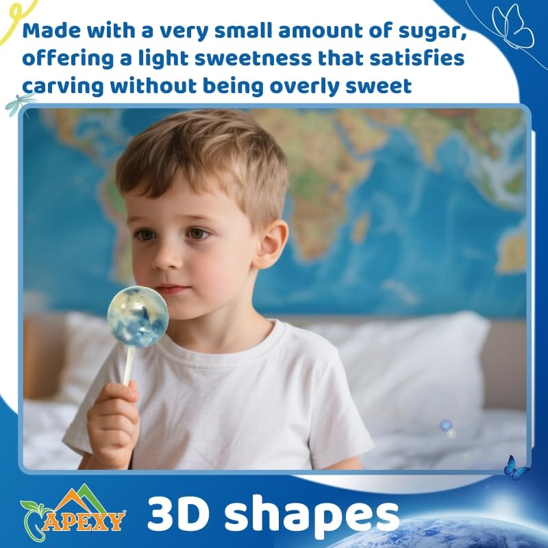 Apexy Creative Lollipops - Handcrafted Candy Pops | Assorted Fun Designs | Colorful Party Candy, Kids Treat & Gift 2 Packs,12 Lollipops (Space