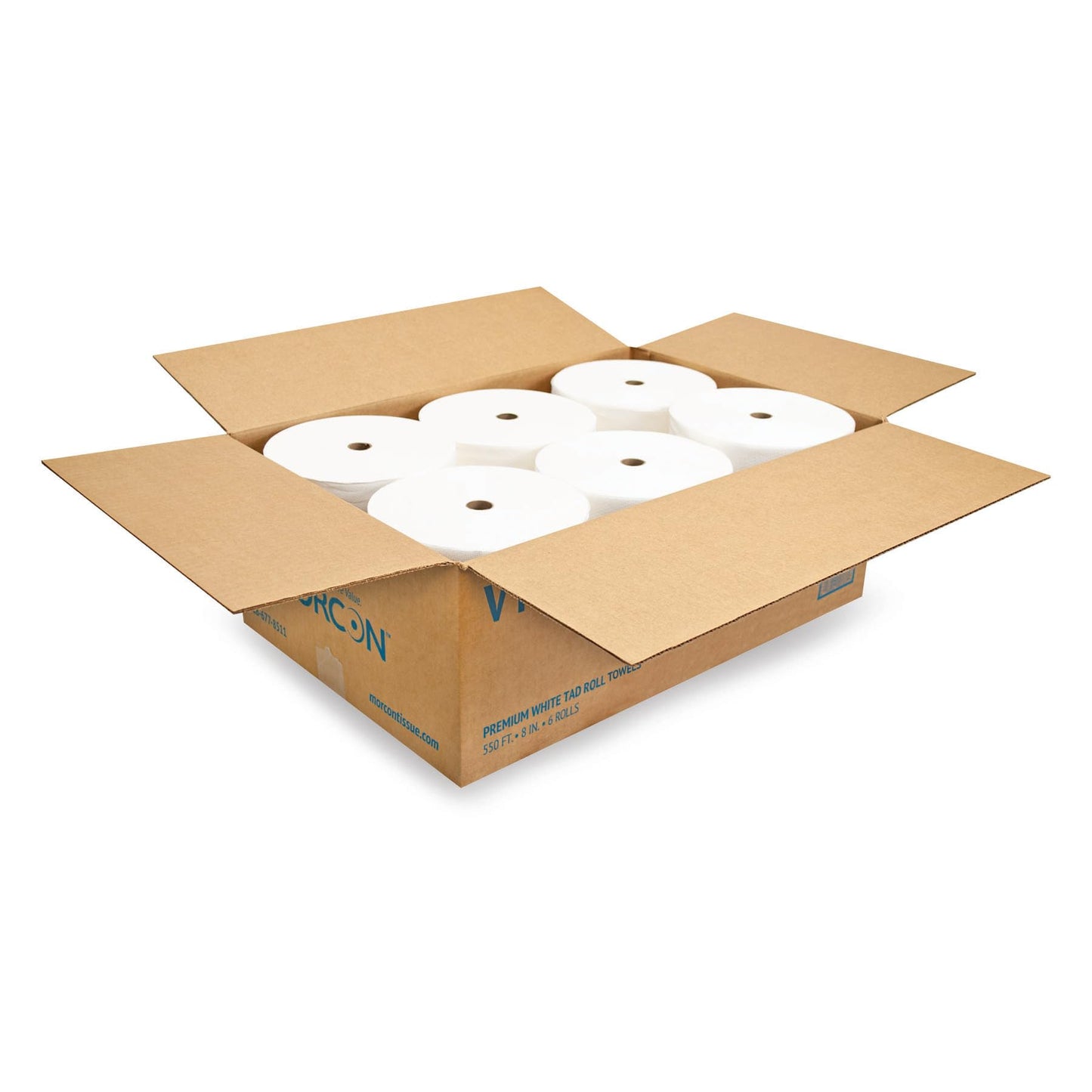 Valay by Morcon VT777 Valay Premium TAD Hardwound Roll Towels, 1-Ply, 8in. x 550 ft, White, 6 Count
