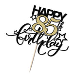 Bekaterea Happy Birthday Cake Topper,Black font Golden Numbers 85th Birthday Cake Decoration?Hello 85, Cheers to 85 Years/85th Anniversary ?85