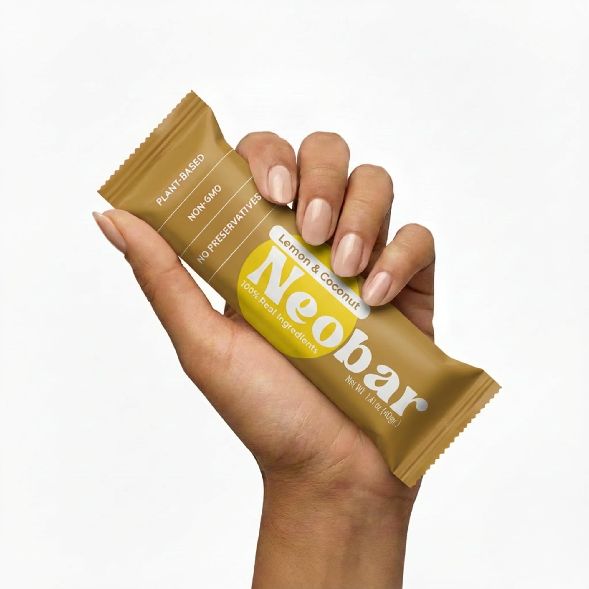NEOBAR Lemon Coconut Plant-Based Vegan Snack Bars, Gluten Free Dairy Free Snacks, No Added Sugar, No Preservatives, Non-GMO | 12 Count