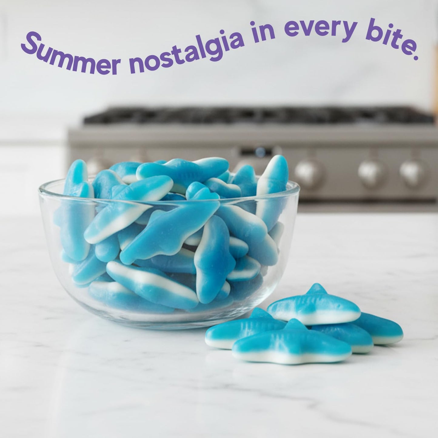Purple Truck Candy Blue Gummy Sharks - Soft & Chewy Shark Shaped Gummies - Multi-Flavor Mashup of Blue Raspberry, Cherry & Lemon Lime - Perfect