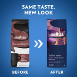 Lavazza Italian Roast Ground Coffee 6 Bags of 12oz, Dark Roast, Strong and Bold Taste, Intensity 5/5, 100% Arabica, Ideal for Drip Brewers, (Pack