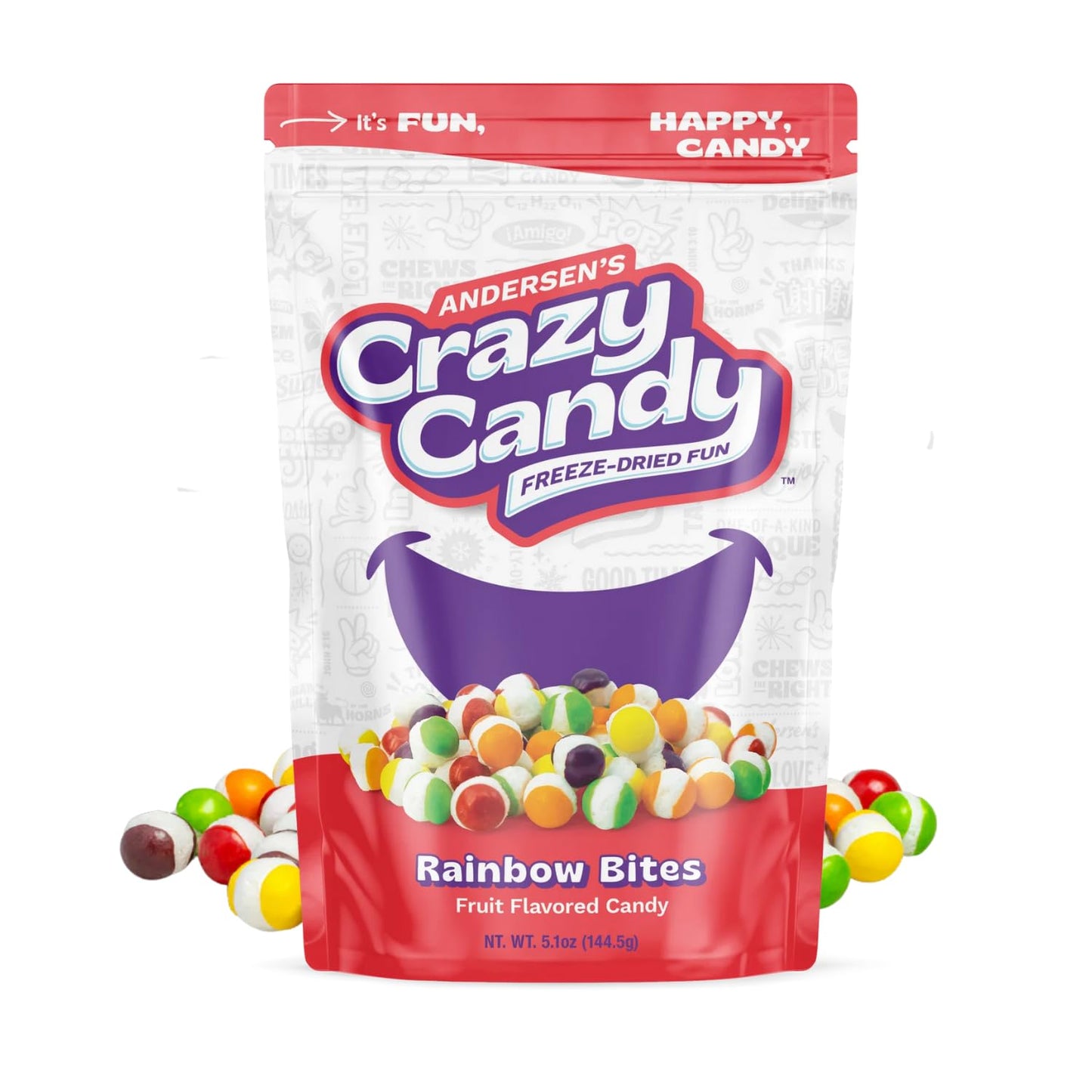 Freeze Dried Candy, Crazy Candy Rainbow Bites - Crunchy Fruity Candy, Intense Flavor Light Texture