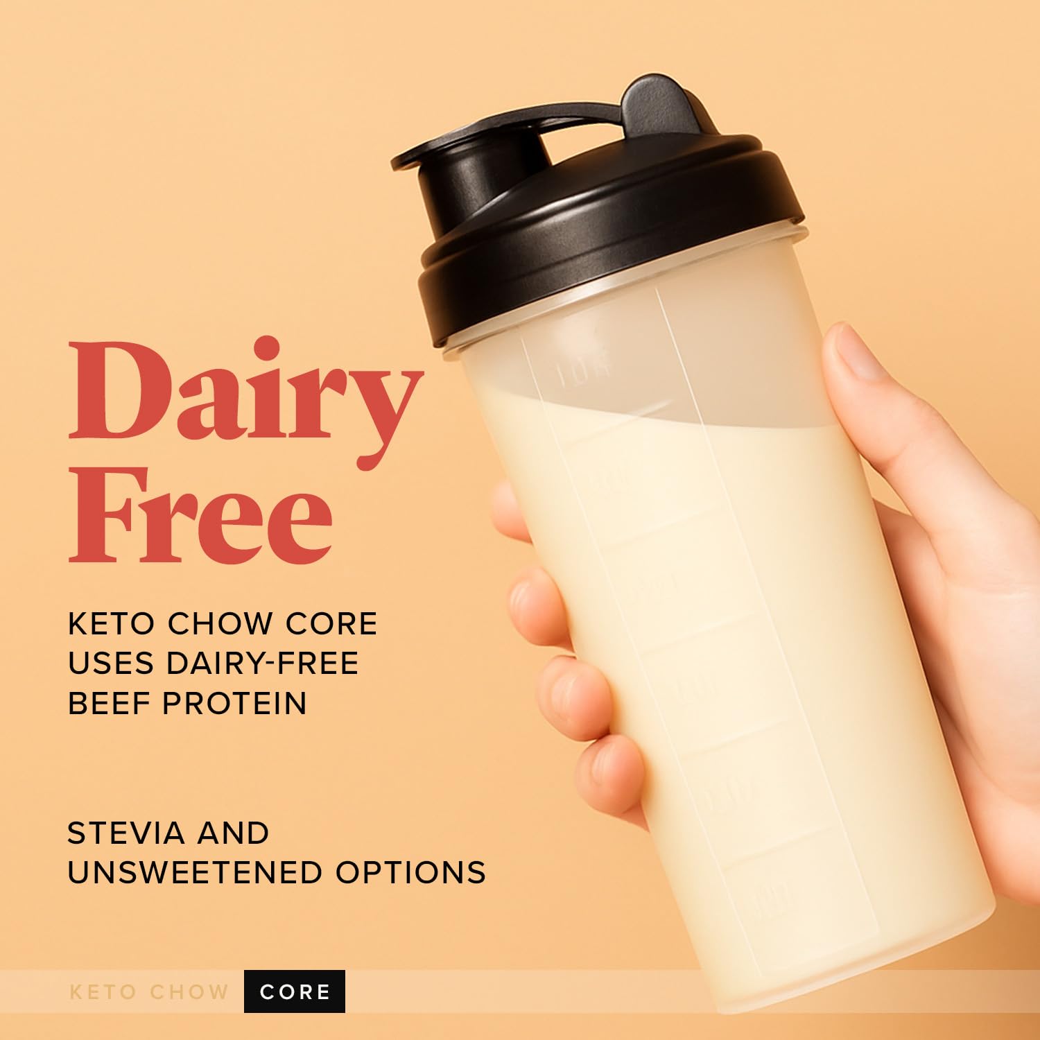 Keto Chow Strawberry Cream CORE with Stevia Meal Replacement Shake Powder, Nutritionally Complete Low Carb Meal, High Protein Breakfast or Lunch