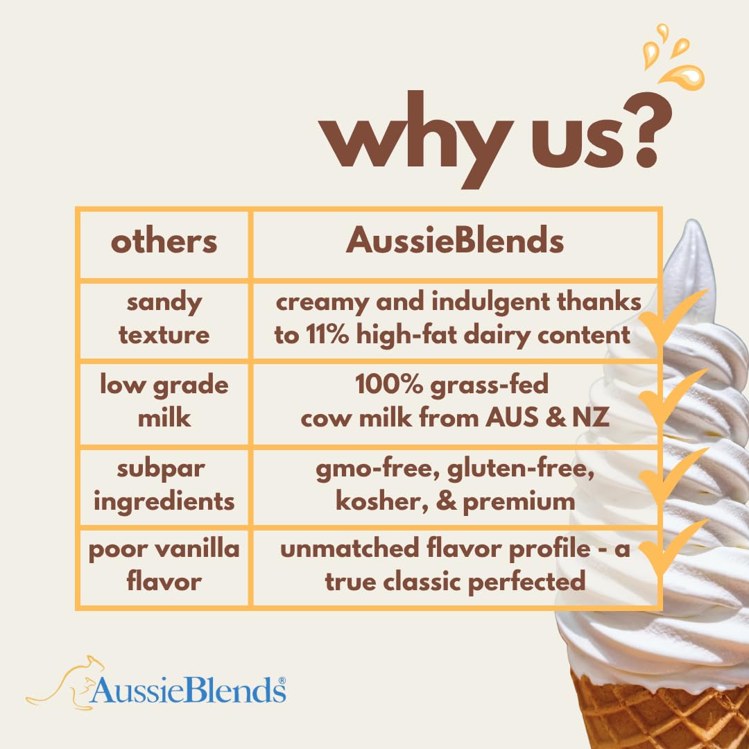 AussieBlends Vanilla Plus Soft Serve Mix, ideal for Milkshakes, Sundaes, and Frozen Desserts | 2-Pack, Imported