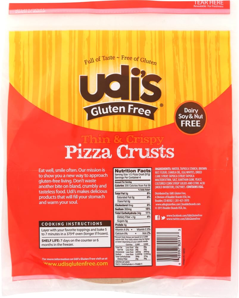 Udis Gluten Free Pizza 9’’ Crusts 5pack