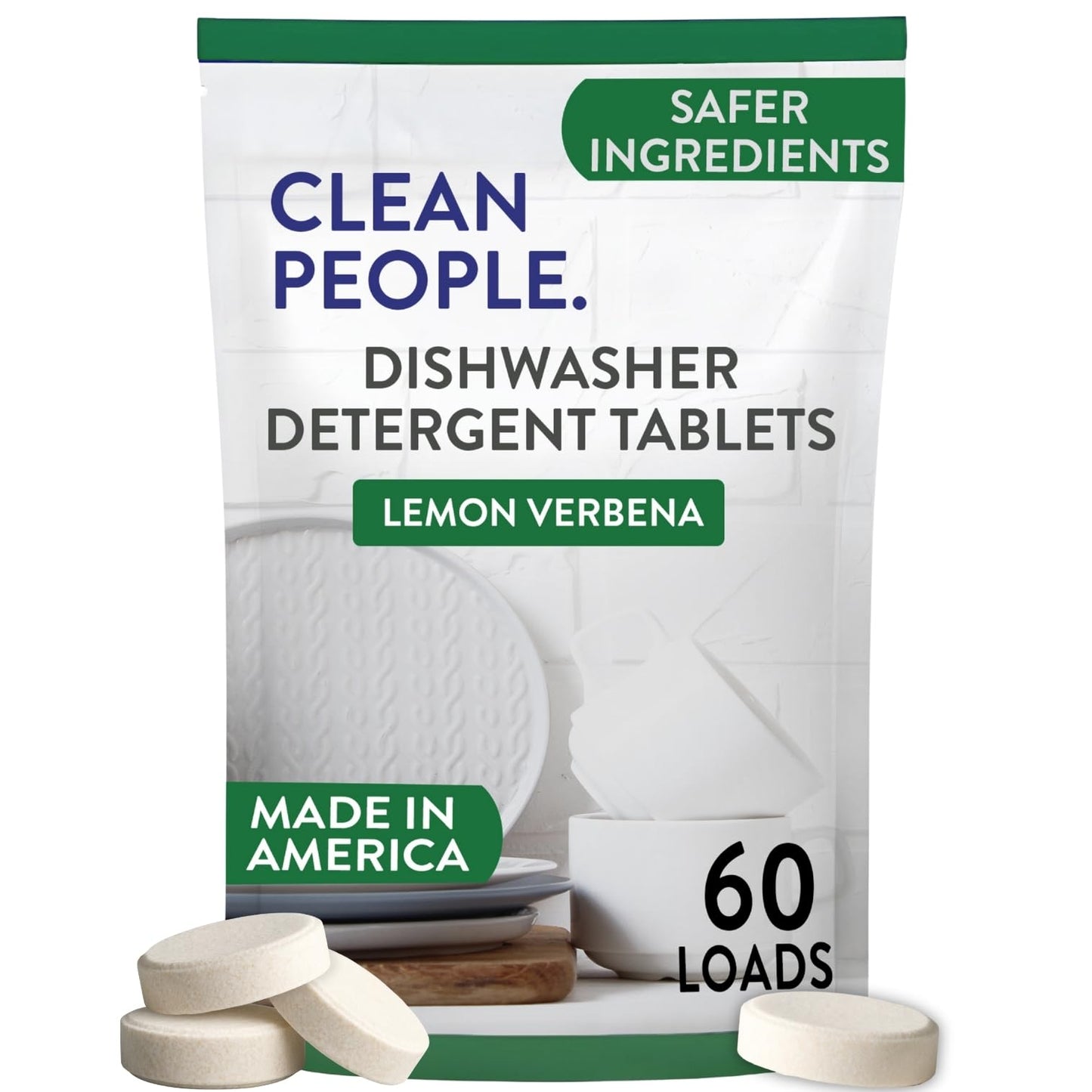 The Clean People Dishwasher Tablets - Cuts Grease & Rinses Sparkling Clean - Residue-Free - Phosphate Free Dishwashing Tablets (60 Count, Lemon