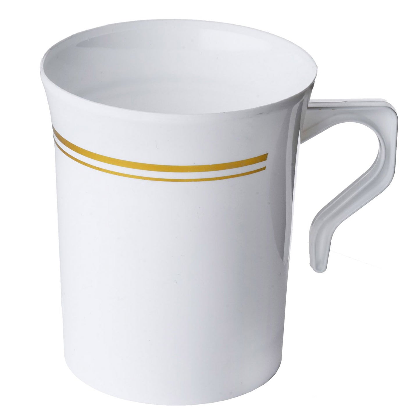 TABLECLOTHSFACTORY 40 Pcs - White with Gold 8oz Disposable Plastic Coffee Cups - Tres Chic Collection