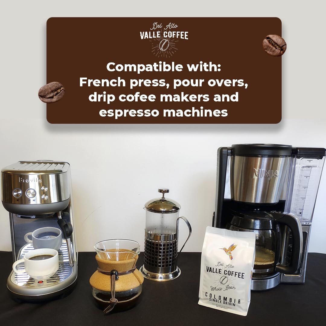 Del Alto Valle Coffee, Pink Bourbon, Colombia Single Origin, Whole Bean, Medium Roast, 12 oz (Pink Bourbon)