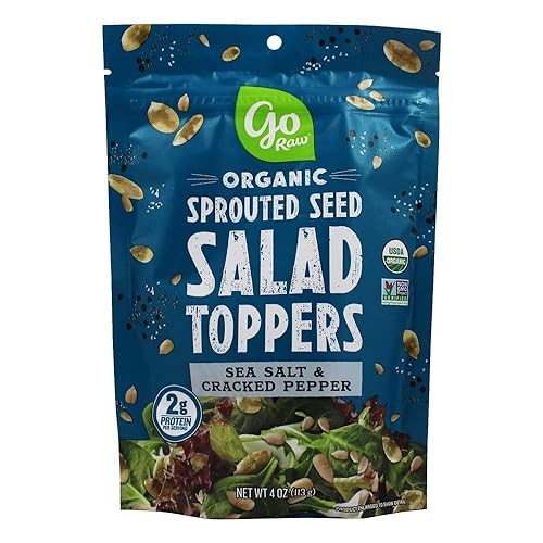 Go Raw Organic Sprouted Sea Salt & Cracked Pepper Salad Toppers, 4 oz, 6 Pack, Pumpkin & Sunflower Seeds, Keto, Kosher