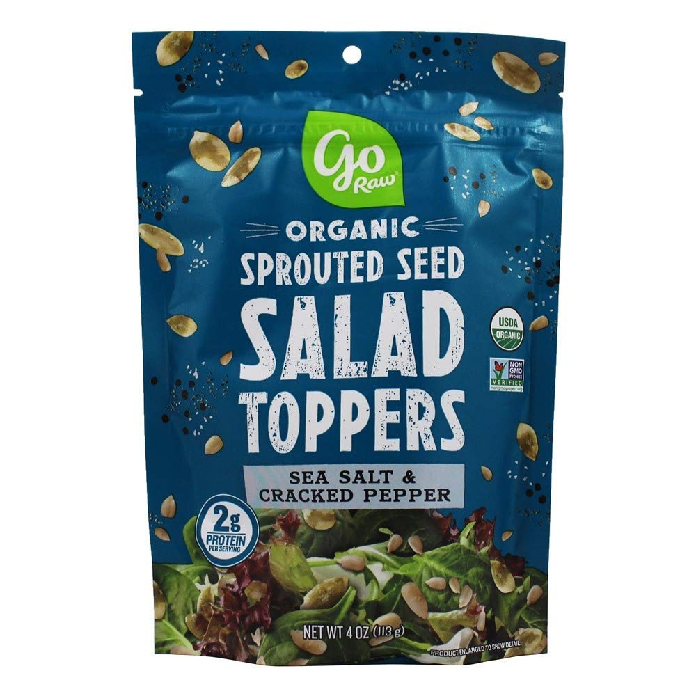 Go Raw Organic Sprouted Sea Salt & Cracked Pepper Salad Toppers, 4 oz, 6 Pack, Pumpkin & Sunflower Seeds, Keto, Kosher