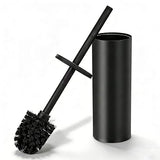 Toilet Brush and Caddy, Stainless Steel Toilet Bowl Brush and Holder, Toilet Bowl Cleaner Brush for Bathroom (Black)